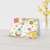 Meisje en jongen spelend bij het schoolbord kaart (Gele Bloem)