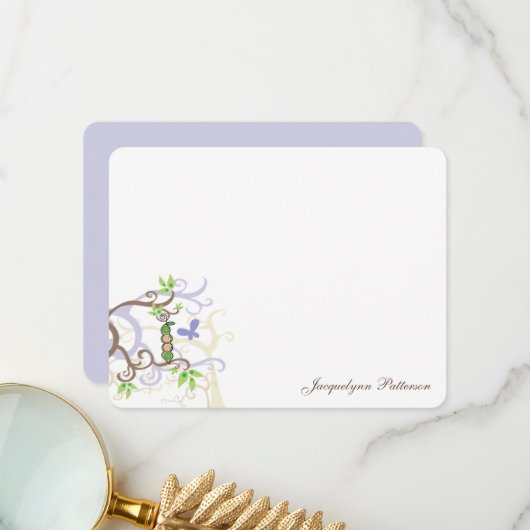 Meisje en jongen twijfelt Paarse erwten in een paa Bedankkaart (Voorkant / Achterkant in situ)