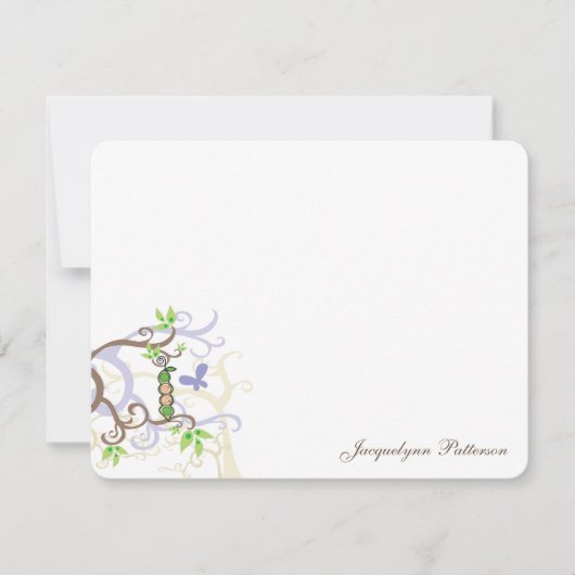 Meisje en jongen twijfelt Paarse erwten in een paa Bedankkaart (Voorkant)