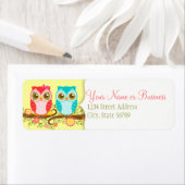 Meisje en Jongen Uilen - Custom Return Adres Label (Insitu)