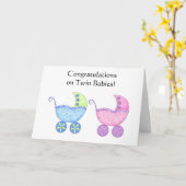 Meisje en Jongen van de Babys van gelukwensen de Kaart (Gele Bloem)