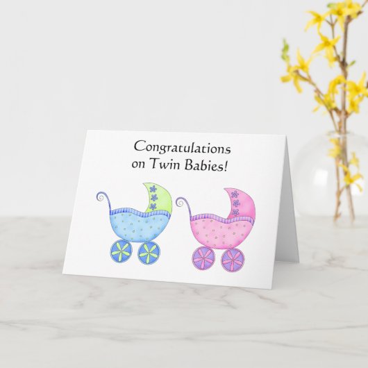 Meisje en Jongen van de Babys van gelukwensen de Kaart (Gele Bloem)