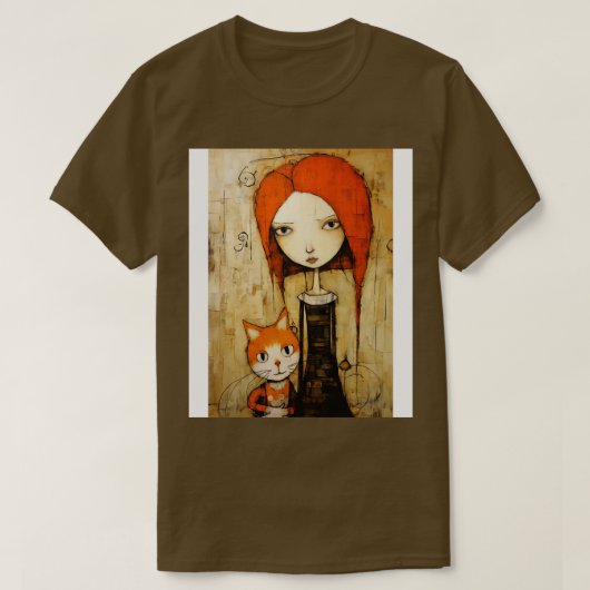 Meisje en Kat 4 T-shirt (Design voorkant)