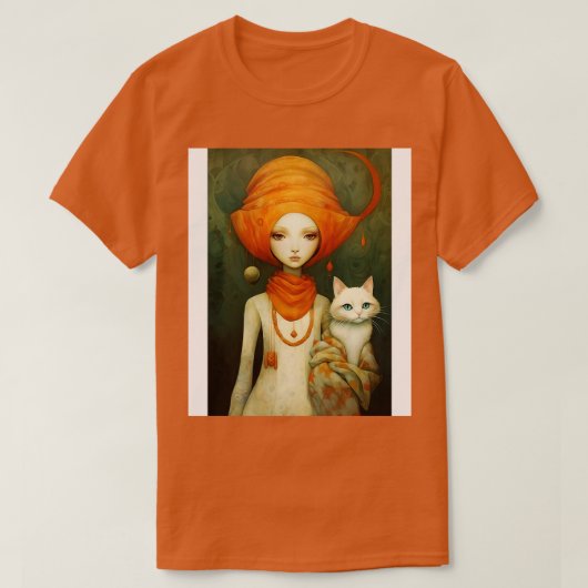 Meisje en Kat 6 T-shirt (Design voorkant)