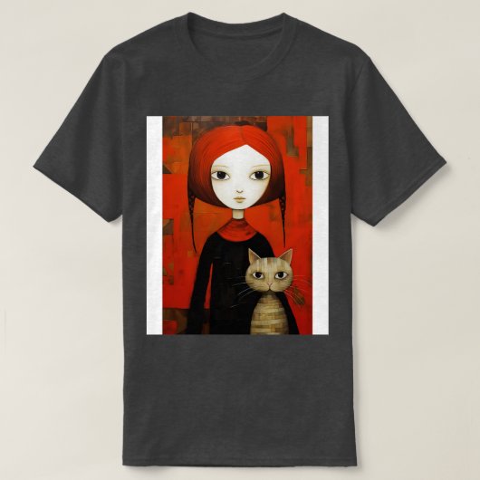 Meisje en Kat 7 T-shirt (Design voorkant)