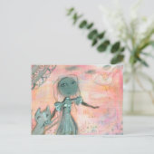 Meisje en Kat Briefkaart (Staand voorkant)