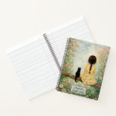 Meisje en kat in de lentetuin notitieboek (Binnen)
