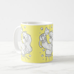 Meisje en kat koffiemok