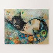 MEISJE EN KAT KUNST LEGPUZZEL (Horizontaal)