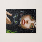MEISJE EN KAT KUNST LEGPUZZEL (Horizontaal)