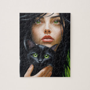 MEISJE EN KAT KUNST LEGPUZZEL