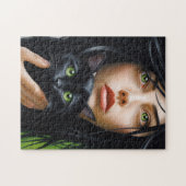 MEISJE EN KAT KUNST LEGPUZZEL (Horizontaal)