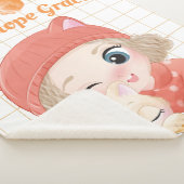 Meisje en kat Oranje Rozen + Aangepaste naam Sherpa Deken (3/4)