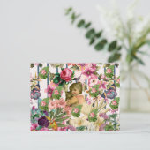  meisje en katten Rozen bloemen patroon Briefkaart (Staand voorkant)