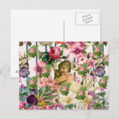  meisje en katten Rozen bloemen patroon Briefkaart (Voorkant / Achterkant)
