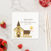 Meisje en kerk communie gepersonaliseerde servet (Insitu)