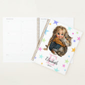 Meisje en Kitten Monogram Elke Initiaal & Naam Planner (Display)