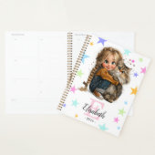 Meisje en Kitten Monogram Elke Initiaal & Naam Planner (Display)