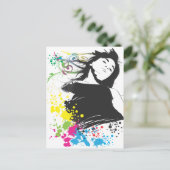 Meisje en kleuren briefkaart (Staand voorkant)