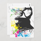 Meisje en kleuren briefkaart (Voorkant / Achterkant)