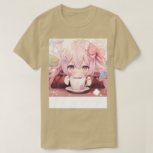 Meisje en koffie t-shirt (Design voorkant)