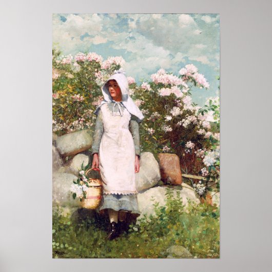 Meisje en Laurel, 1879 door Winslow Homer Poster (Voorkant)