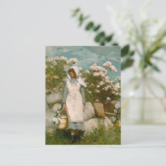 Meisje en Laurel van Winslow Homer Briefkaart (Staand voorkant)
