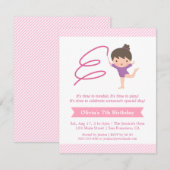 Meisje en lint Gymnastiek Kids Verjaardagsfeest Kaart (Voorkant / Achterkant)