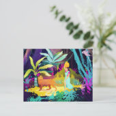 Meisje en luipaard in het regenwoud briefkaart (Staand voorkant)