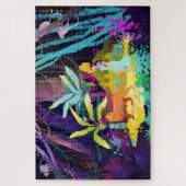 Meisje en luipaard in het regenwoud legpuzzel (Verticaal)