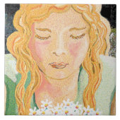 meisje en madeliefje tegeltje (Voorkant)