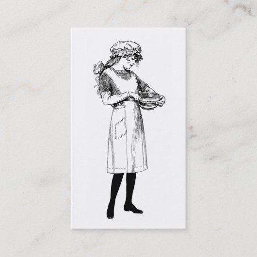 meisje en mengkom bakker of banketbakker visitekaartje (Voorkant)