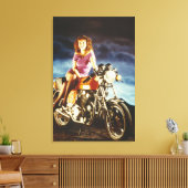 Meisje en Motorfiets Canvas Afdruk (Insitu (Woonkamer))