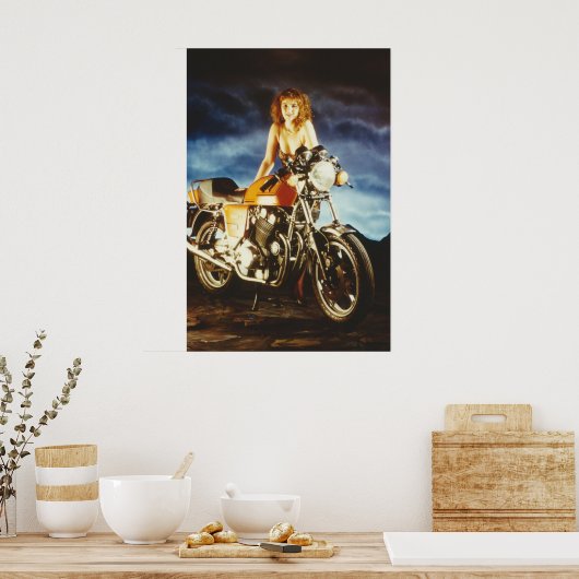 Meisje en motorfiets poster (Keuken)