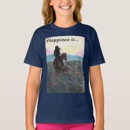 Meisje en paard "Geluk is" Dames T-Shirt