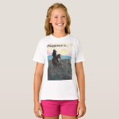 Meisje en paard "Geluk is" Dames T-Shirt (Voorkant volledig)