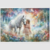 Meisje en paard in betoverd bos tissuepapier (Voorkant)