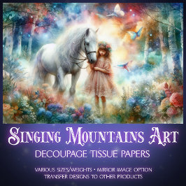 Meisje en paard in betoverd bos tissuepapier