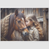 Meisje en Paard Kus Decoupage Tissuepapier (Voorkant)