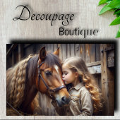 Meisje en Paard Kus Decoupage Tissuepapier