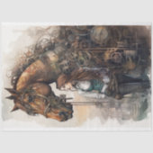 Meisje en Paard Steampunk 2 Decoupage papier (Voorkant)