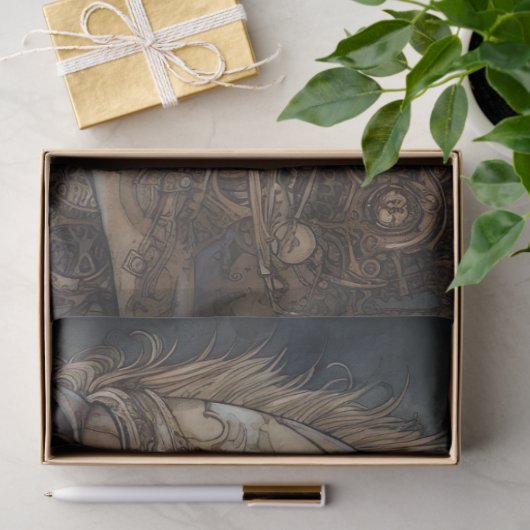 Meisje en Paard Steampunk 5 Decoupage papier (Geschenk)