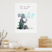 Meisje en paardenbloem waterverf decor poster (Keuken)