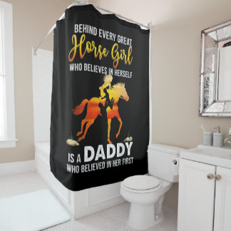Meisje en papa Paard Liefhebbers Gift Idee Douchegordijn