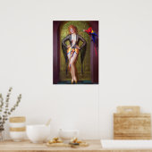 Meisje en papegaaien poster (Keuken)