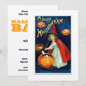 meisje en pomkin-tv-uitnodiging kaart (Voorkant / Achterkant)