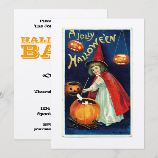 meisje en pomkin-tv-uitnodiging kaart (Voorkant / Achterkant)