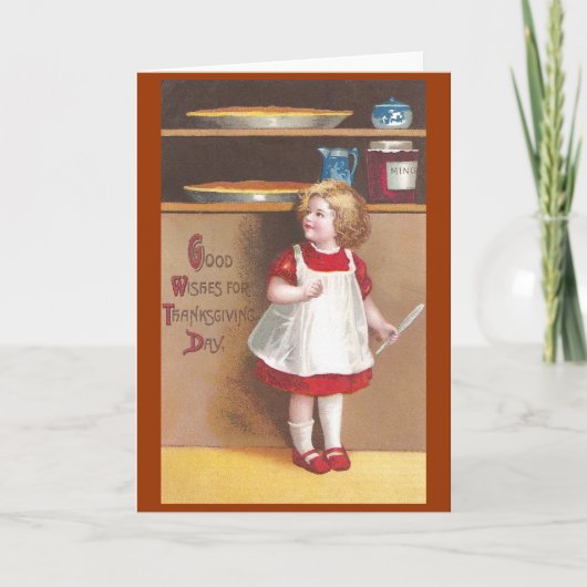 Meisje en pompoenen  Thanksgiving Feestdagen Kaart (Voorkant)