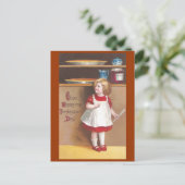 Meisje en pompoenen  Thanksgiving Feestdagenkaart (Staand voorkant)