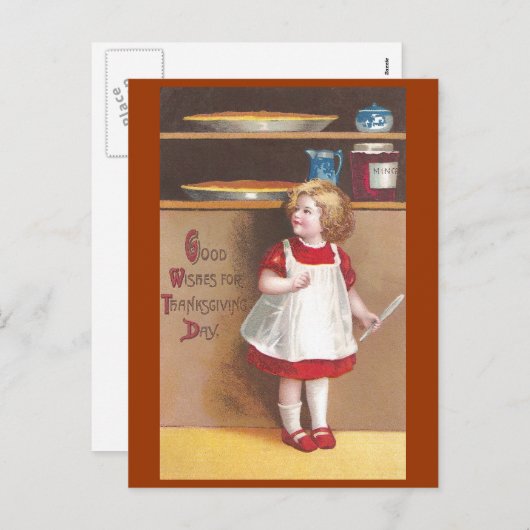 Meisje en pompoenen  Thanksgiving Feestdagenkaart (Voorkant / Achterkant)